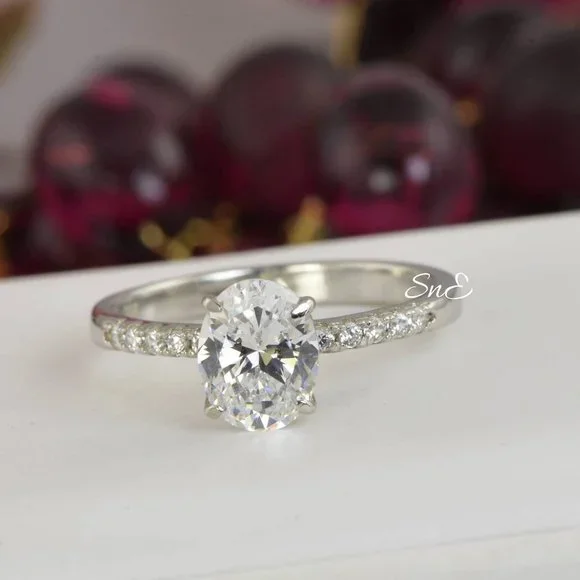 NEW 925 STERLING SILVER OVAL ENGAGEMENT RING - Picture 4 of 4